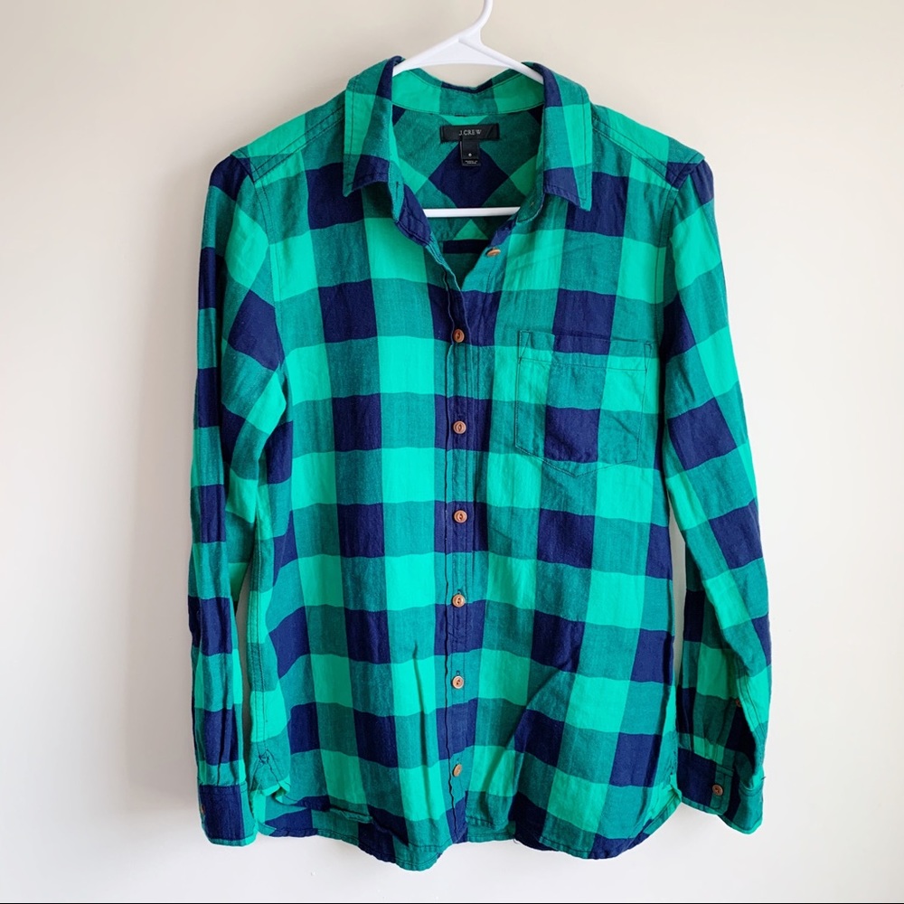 J Crew Shrunken Boy Shirt Buffalo Check Plaid - Picture 2 of 5